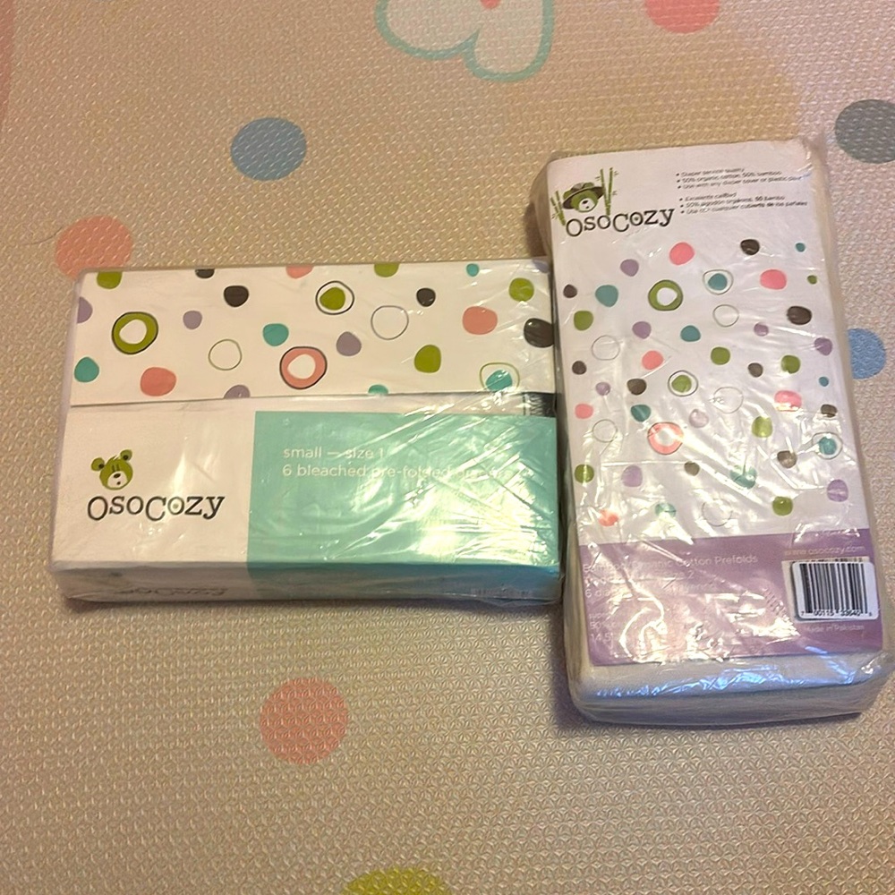Bundle! Osocozy size 1 & 2 *NEW* 6 pre fold diapers